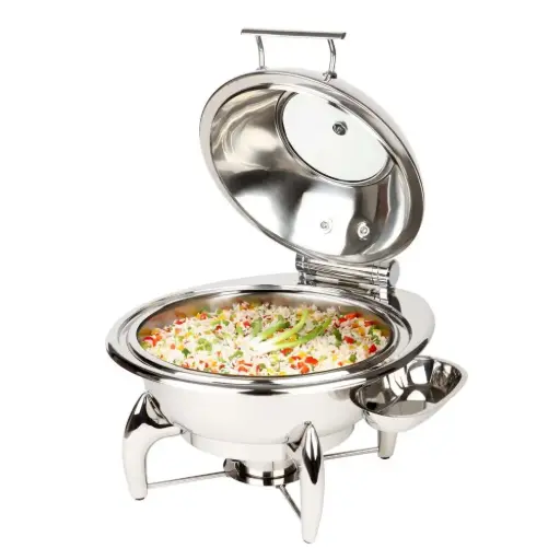 [12403] Chafing Dish Redondo Globe Tapa Crstal 38.5X34 Cm.