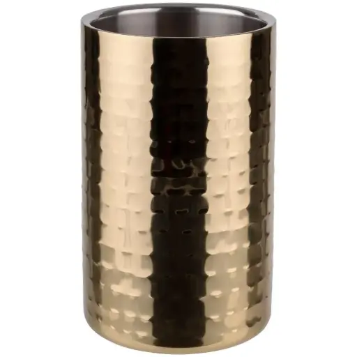[36128] Enfriador Botellas Doble Pared Amartillado Oro 12X20 Cm.