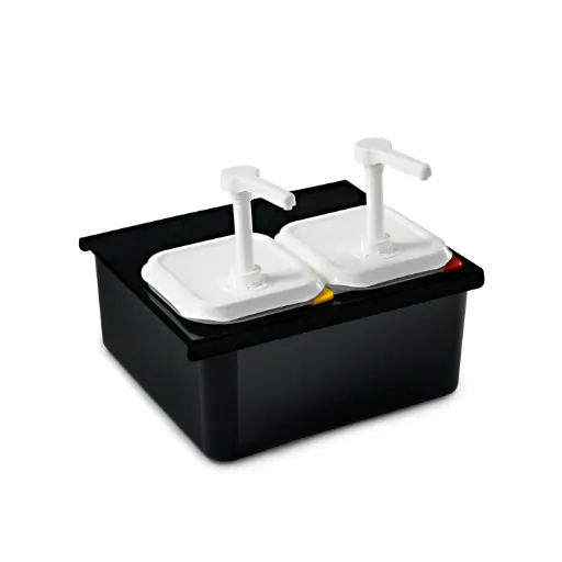 [01359] Dispensador Salsas Pp. C/Bomba Doble Base Negra Gn. 1/6 2,6 L.