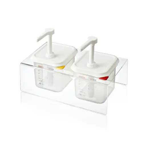 [01361] Dispensador Salsas Pp. C/Bomba Doble Gn. 1/6 2,6 L.