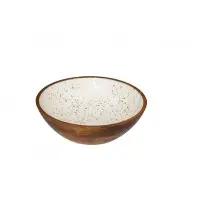 [WCC2525W] Ensaladera Madera / Ceramico Blanco 25 Cm.