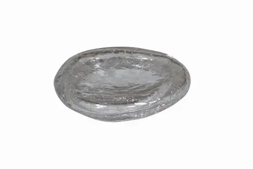 [RD23028] Crackled Glass Pillow Plate 15,7 X 3,2 Cm
