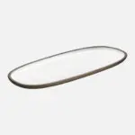[000701203091000436] Fuente Oval Bicolor Marron Blanco 30X18 Cm.
