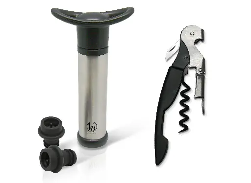 [FI 006 SET] Conjunto Sacacorchos Camarero Con Bomba De Vacio Y Tapon