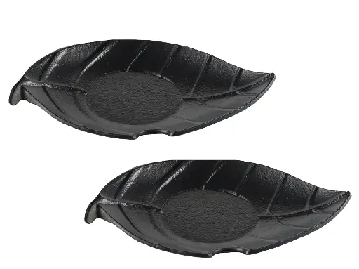 [152] Set 2 Platos Hoja Para Tazas Hierro Fundido 