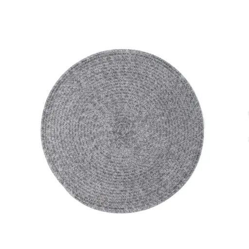 [ZZ0427 GREY] Mantel Individual Melange Plata Redondo 38 Cm.