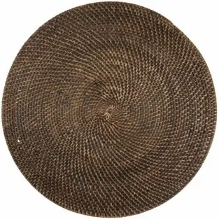 [9389BR/DARK] Mantel Individual Rattan Marron Redondo 36 Cm.
