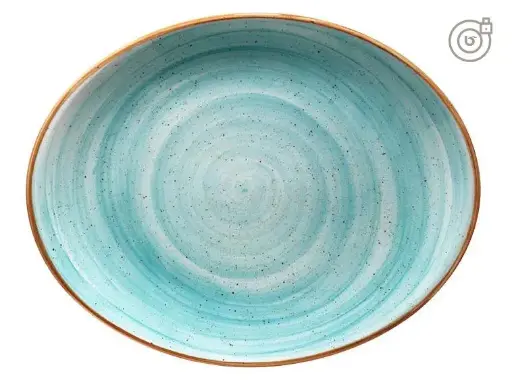 [B928255A] Zz26 Fuente Oval  Aqua 25X19X2 Cm.