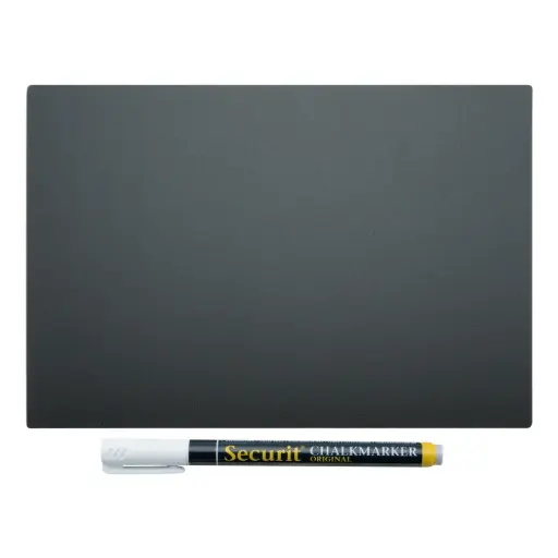 [TAG-A4-WT] Cartel Peana Negro 21x30 cm. 5 Unid. Con Rotulador
