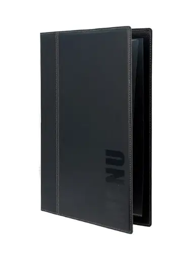 [MC-TRA4-BL] Porta Menu classic Simil Cuero Negro A4