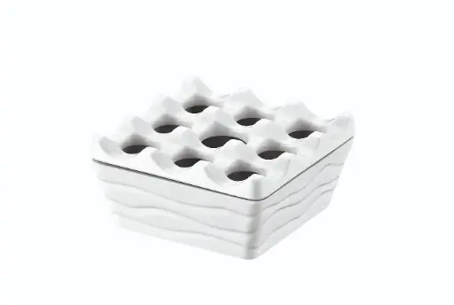 [B9821600B] Zz26 Cenicero Agua Cuadrado Melamina Blanco 9X9X4,5 Cm.