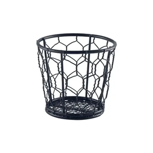 [WB12BK] Cesta Degustacion Alambre Negra 12X11 Cm.