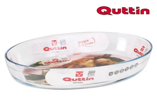 [QT-8890363R] Fuente Horno Oval Vidrio 39X27 Cm.
