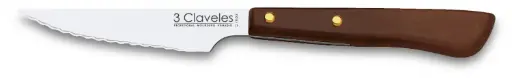 [01500] Cuchillo Chuletero Mango Madera 3 Claveles