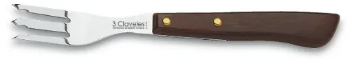 [01502] Tenedor Chuletero Mango Madera 3 Claveles 