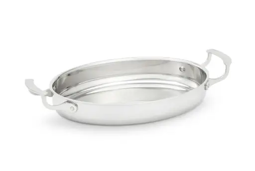[49412] Fuente Oval Miramar Inox. Con Asas 30.5X21.6X5.1 Cm.