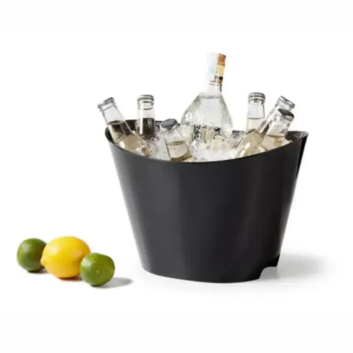[P988600] Champanera Plastica Oval Negra 22 Cm.