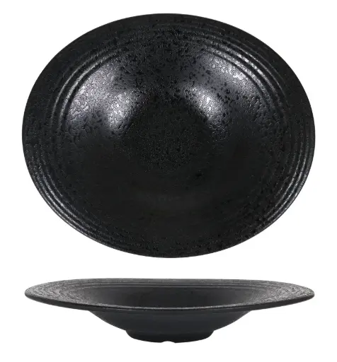 [B100V023B] Plato Pasta Oval Tohu Arizona Melamina Negro 29X24.5 Cm.