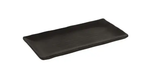 [B885358] Fuente Rectangular Troya Negra Melamina  21,5X10X2 Cm.