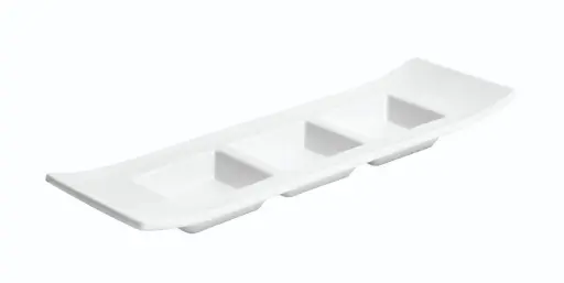 [B885132R] Fuente Rectangular Crazy 3 Compartimentos Melamina Blanca 29X9X3,3 Cm.