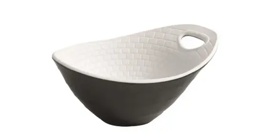 [B885225R] Bol Perpignan Negro-Blanco Melamina 17X14X8 Cm.