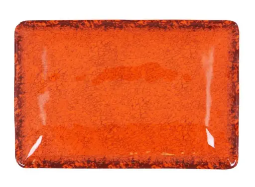 [B1052021A] Fuente Rectangular Guayaba Naranja Melamina 21,5X13,5X3 Cm.