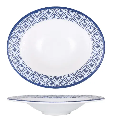 [B100V023G] Zz26 Plato Pasta Oval Melamina Tohu Hokkaido 29X24,5 Cm.