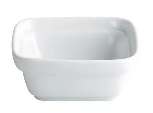 [B2434R] Bol Degustacion Apilable Porcelana Blanco Cuadrado 12X12X5 Cm.