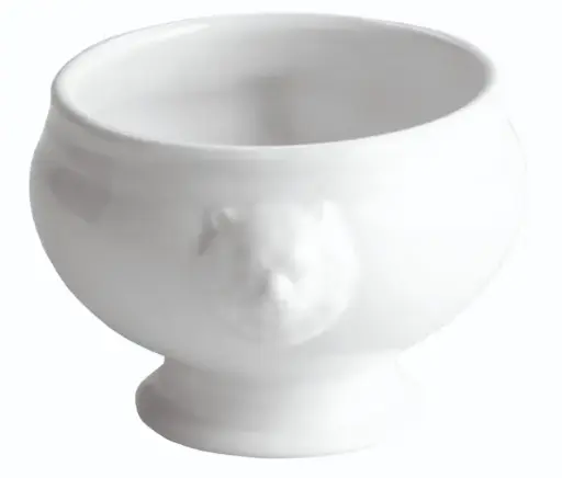[B811] Bol Cabeza De Leon Porcelana Blanco 11X9 Cm.