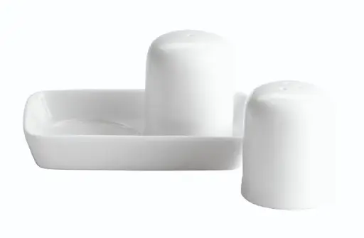 [B2043] Juego Salero Y Pimentero C/Bandeja Porcelana 12X7X6 Cm.
