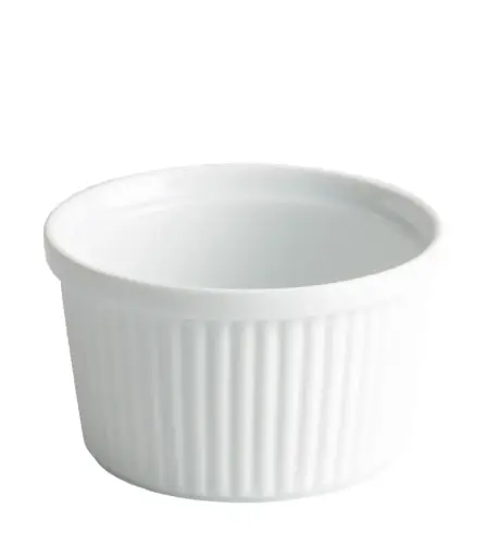 [B2037V] Ramequin Acanalado Porcelana Blanco 9X5 Cm.