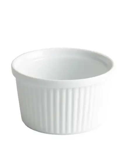 [B2036R] Ramequin Acanalado Porcelana Blanco 8X4,5 Cm.