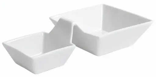 [B1932] Bol Ming 2 Compartimentos Porcelana Blanco 23,5X12,5X5 Cm.