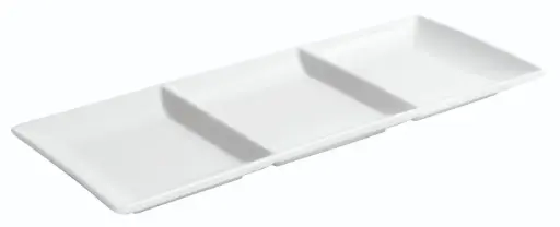 [B1921] Fuente Rectangular Ming 3 Compartimentos Porcelana 30X12X2 Cm.