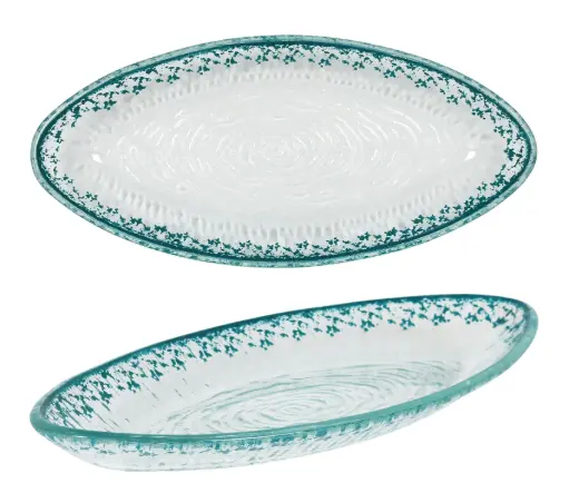 [P605113] Fuente Oval Guajiro Turquesa 23X10,5X2,5 Cm.