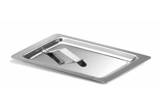 [5002] Bandeja Cambio Inox. Con Pinza 17X11 Cm.