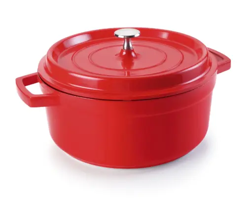 [25909] Cacerola Aluminio Fundido Roja Redonda C/Tapa 9,5 Cm.