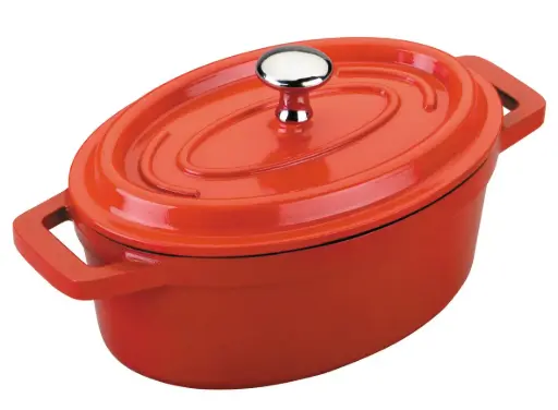 [25911] Cacerola Aluminio Fundido Roja Oval C/Tapa 12X8,5 Cm.  